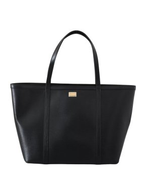 Dolce & Gabbana Black Leather Shopper Tote