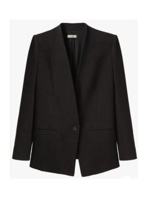Helmut Lang Black Collarless Tailored Jacket
