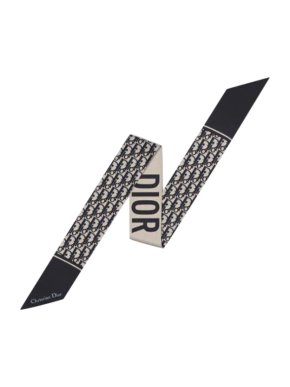 Christian Dior toile Oblique Mitzah scarf in navy blue silk twill