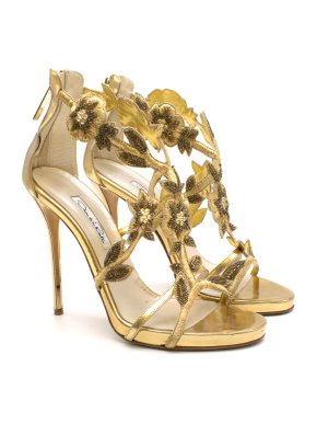 Oscar de la Renta Gold Embellished Heels