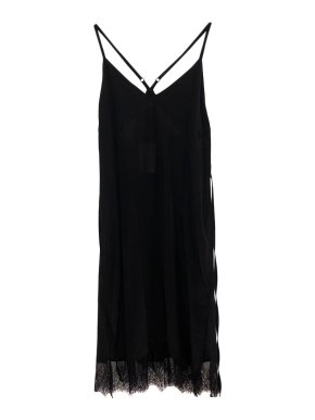 Anine Bing black lace trim slip dress