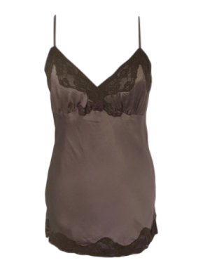 Goldhawk Gold Hawk Brown Silk Lace Trimmed Cami Top