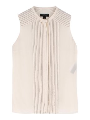 Burberry Cream Silk Blend Sleeveless Blouse