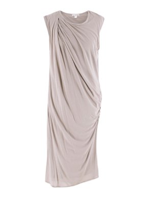 James Perse Grey Draped Cotton Jersey Dress