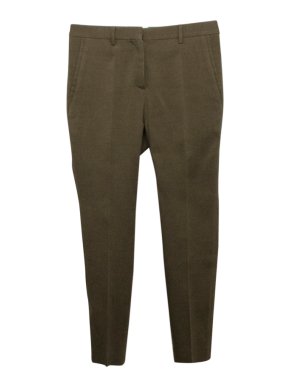 Burberry Prorsum Olive Green Wool and Silk Blend Trousers