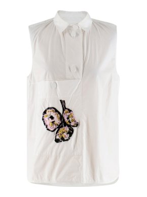 Marni Sleeveless White Embellished Sleeveless Shirt