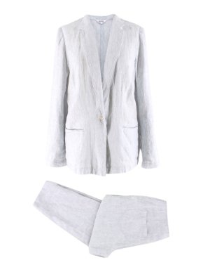 Bora Blue Striped Linen Trousers And Jacket