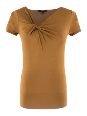 Gucci Bronze Gathered Short Sleeve Knit Top