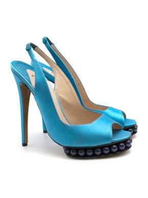 Nicholas Kirkwood Turquoise Beaded Platform Slingback Heels