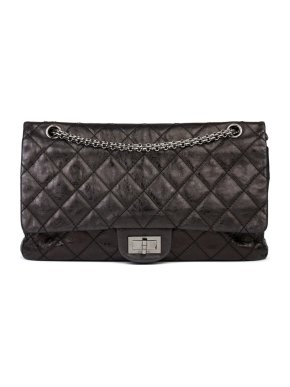 Chanel Black Metallic Leather 2.55 Reissue Double Flap Bag