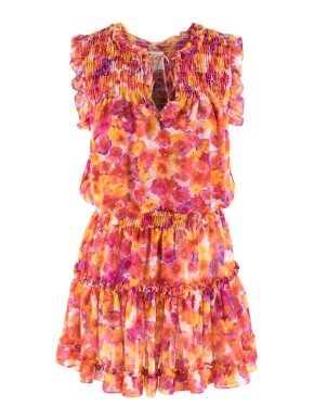 Misa Los Angeles Floral Chiffon Ruffle Mini Dress