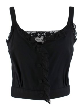 Sonia Rykiel Black Cropped lace-trimmed crepe top