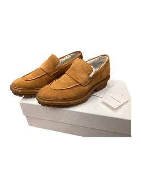 Balenciaga Tan Suede Sheepskin Loafers