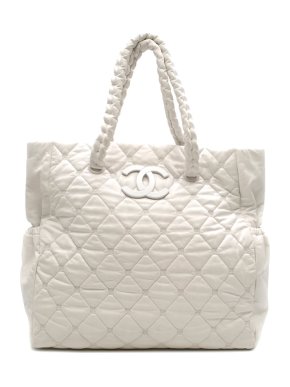 Chanel White Quilted Leather Tote Bag