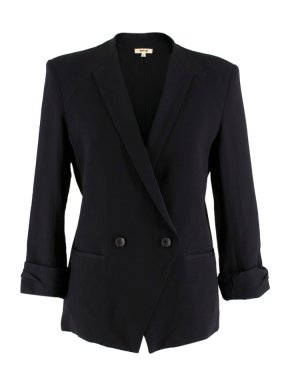 Helmut Lang Black Ruched Sleeve Button Blazer