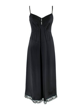 Marc Jacobs Black Silk Slip Dress with Lace Trim