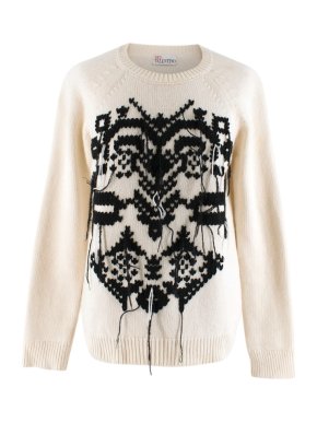 Red Valentino Cream & Black Knitted Wool Sweater