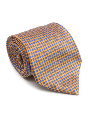 Stefano Ricci Handprinted Silk Orange & Blue Tie
