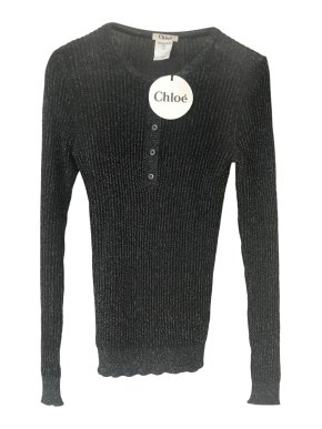Chloe Black Metallic Knit Top