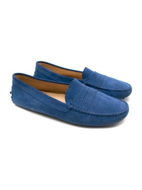 Tod's Blue Suede City Gommino Driving Shoes