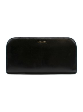 Saint Laurent Black Leather Zip Around Wallet