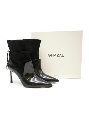 Ghazal Black Leyth Suede & Patent Leather Ankle Boot