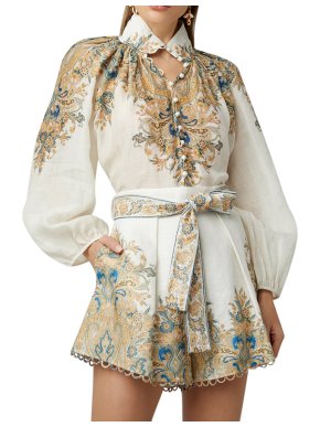 Zimmermann Freja Print Paisley Linen Blouse