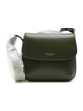 Giorgio Armani Dark Green Logo-Stamp Shoulder Bag