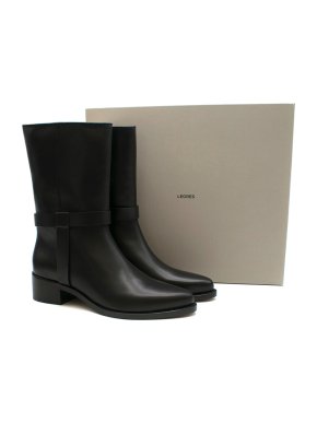 Legres Black Nappa Leather Biker Boots