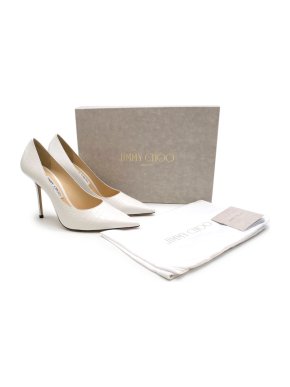 Jimmy Choo Latte Croc Embossed Leather Point-Toe Pumps