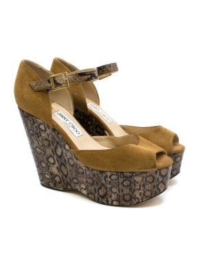 Jimmy Choo animal print suede & leather wedges