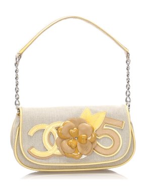 Chanel Camellia CC No 5 Canvas Baguette