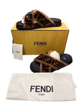 Fendi FF logo shearling slides