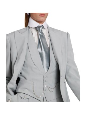 Ralph Lauren Collection runway silk bib-front tuxedo shirt.