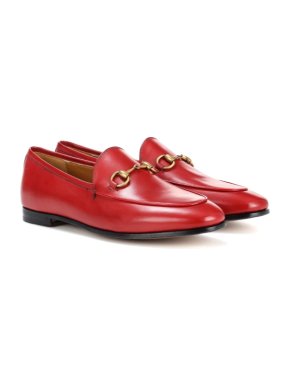 Gucci Red Jordaan Leather Loafers