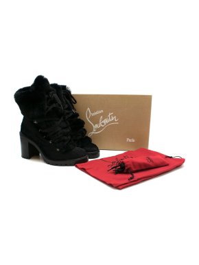 Christian Louboutin Fanny 70 Black Pony Lace-Up Boots