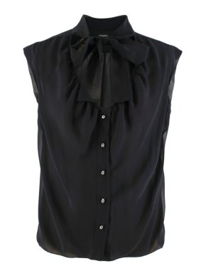 Chanel Black Semi-Sheer Pussy Bow Blouse