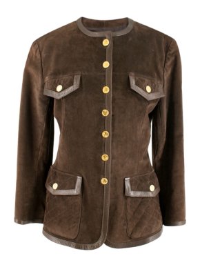 Chanel Brown suede Jacket with gold-tone buttons