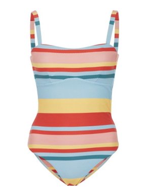 Asceno Multi Coloured Bold Stripe Swimsuit