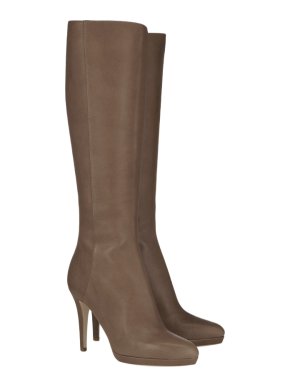 Jimmy Choo Glynn Taupe Grainy Leather Boots