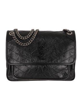 Saint Laurent Black Vintage Leather Large Niki Shoulder Bag