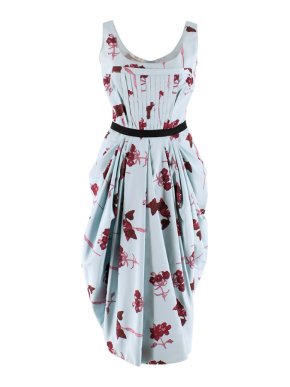 Prada Blue & Pink Floral Silk Balloon Dress