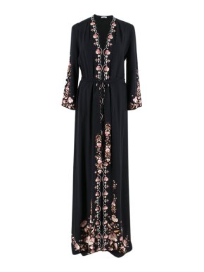 Vilshenko Black Floral Embroidered Dress