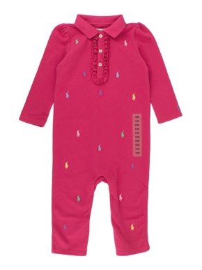 Ralph Lauren Kids Pink Cotton Polo Coverall