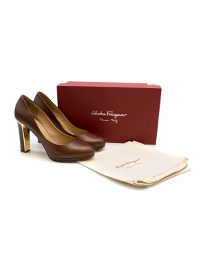 Salvatore Ferragamo Brown Tamina Heeled Pumps