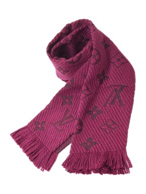 Louis Vuitton wool & silk purple logomania scarf