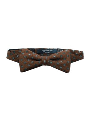 Stefano Bigi Brown Floral Wool Bow Tie