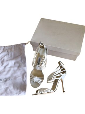 Jimmy Choo Ivory Satin Strappy Sandals