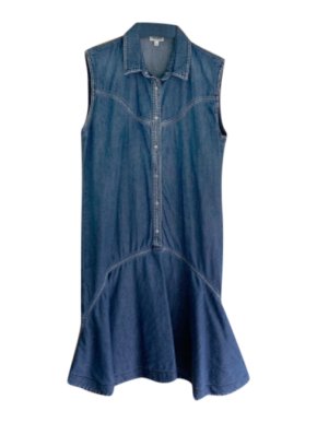 Kenzo Ruffle Hem Denim Sleeveless Dress