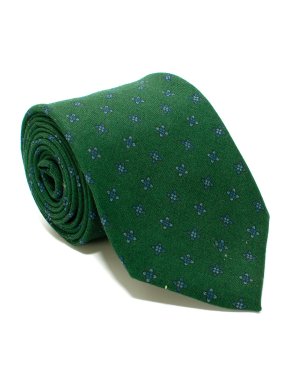 Petronius Green Floral Print Wool Blend Tie
